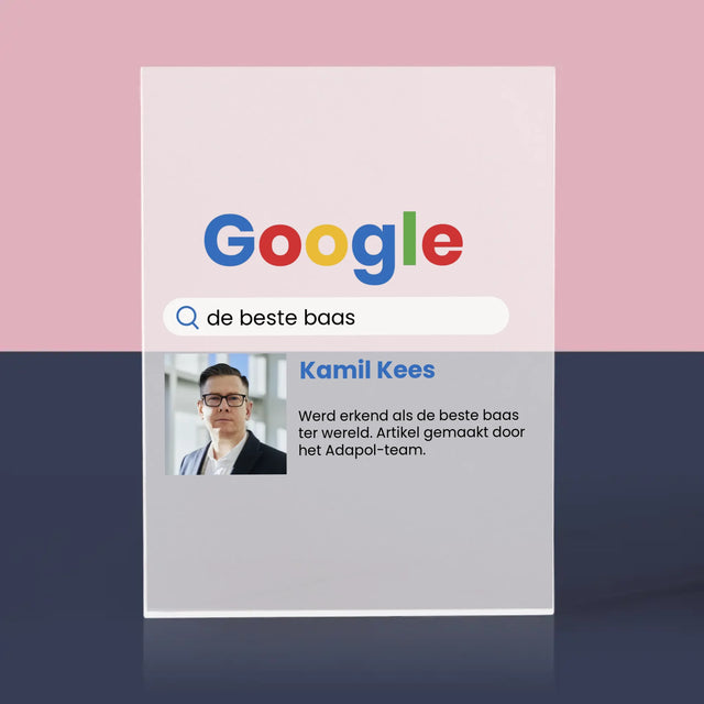 Foto En Handtekening: De Beste Baas Google-Score - Acryl Blok