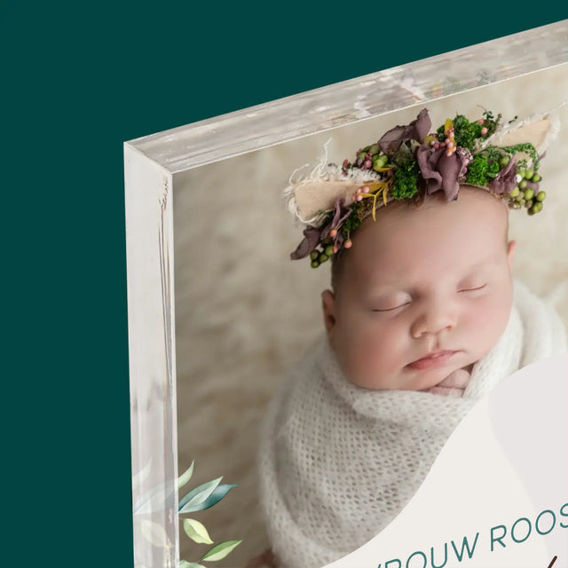 Foto En Handtekening: Bedankt Aan De Vroedvrouw - Acryl Blok