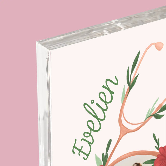 Foto En Handtekening: Stethoscoop Bloemen - Acryl Blok