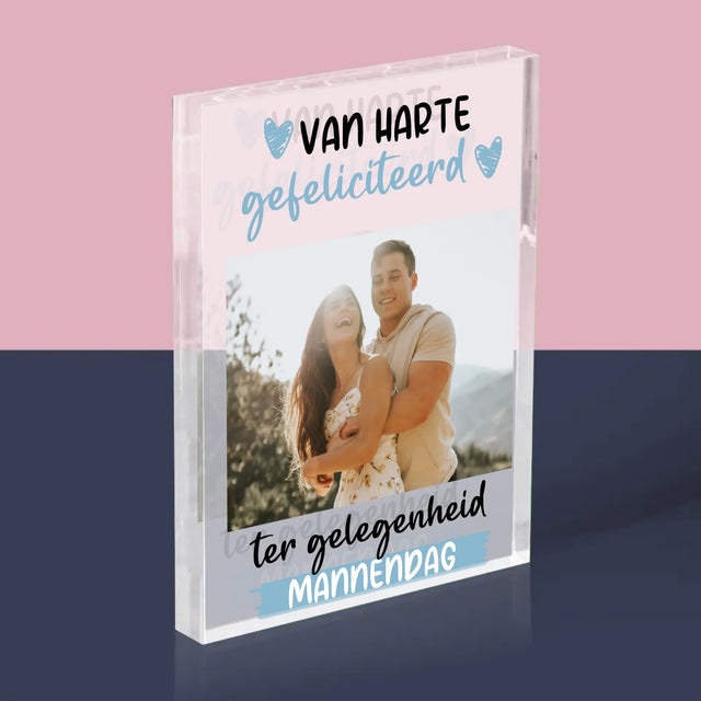 Foto En Handtekening: Wensen Voor Mannendag - Acryl Blok