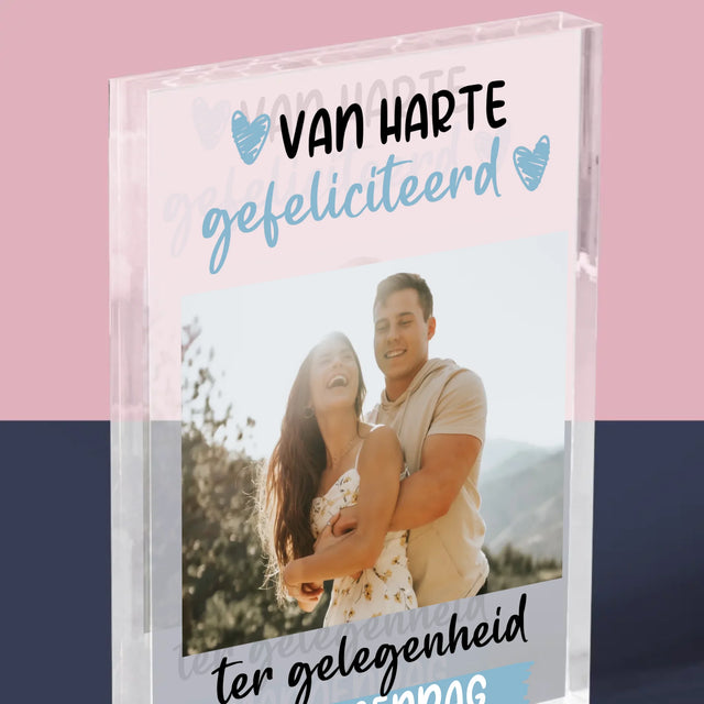 Foto En Handtekening: Wensen Voor Mannendag - Acryl Blok