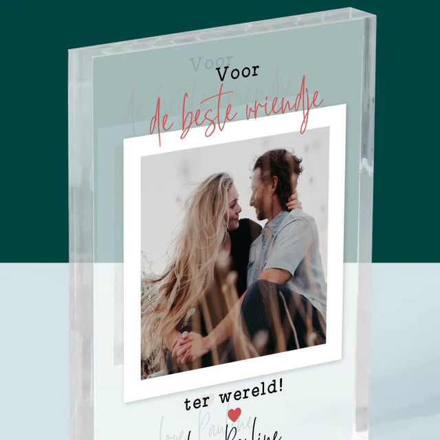 Foto En Handtekening: Voor De Beste Vriendje - Acryl Blok