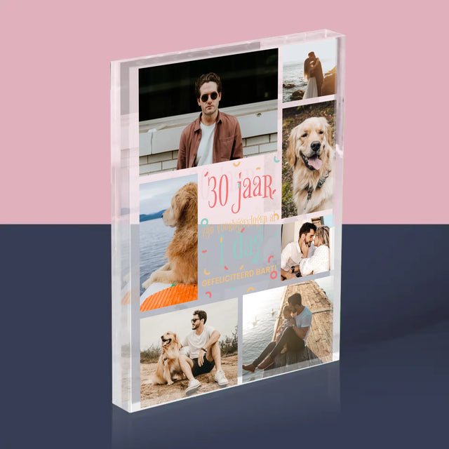 Fotocollage: 30 Jaar Voorbij - Acryl Blok