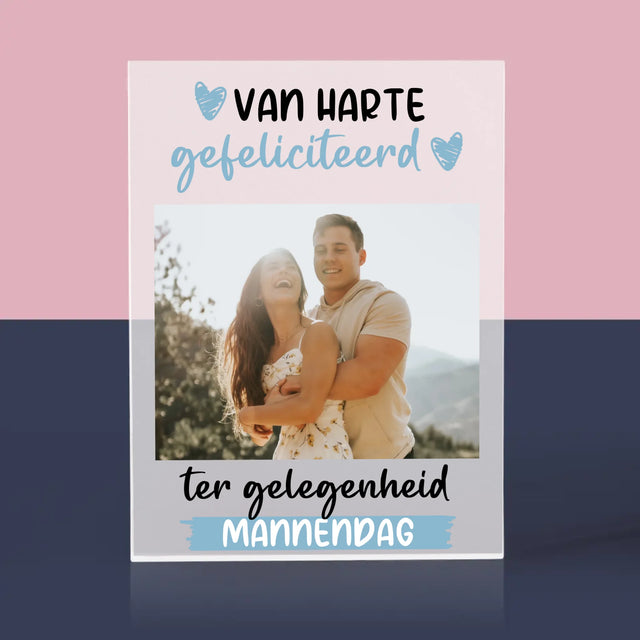 Foto En Handtekening: Wensen Voor Mannendag - Acryl Blok