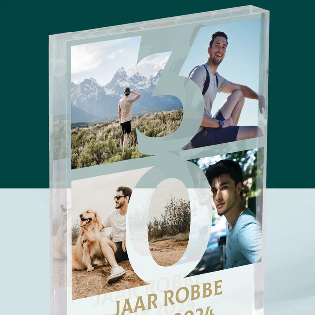 Fotocollage: 30 Jaar, Cijfer Foto'S - Acryl Blok