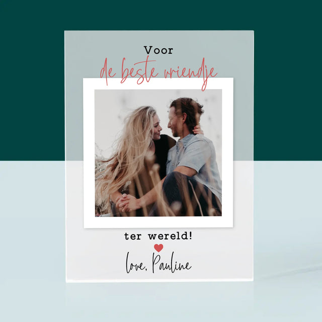 Foto En Handtekening: Voor De Beste Vriendje - Acryl Blok