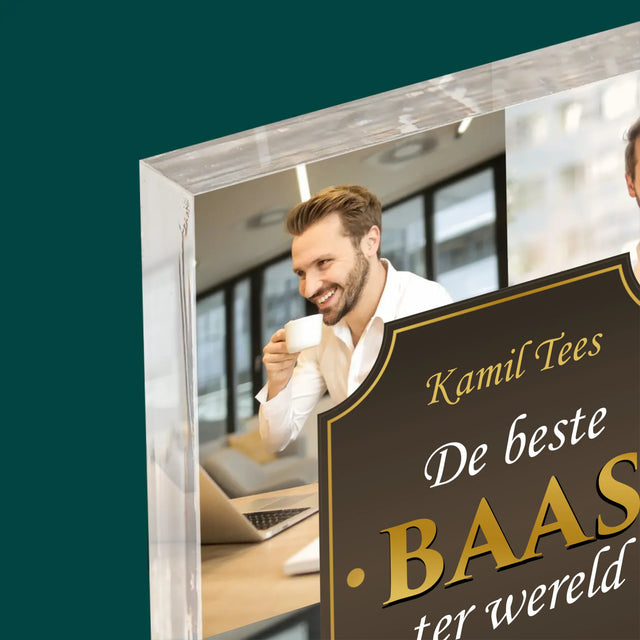 Fotocollage: De Beste Baas Ter Wereld - Acryl Blok