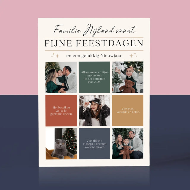 Fotocollage: Fijne Feestdagen, Wensen - Acryl Blok