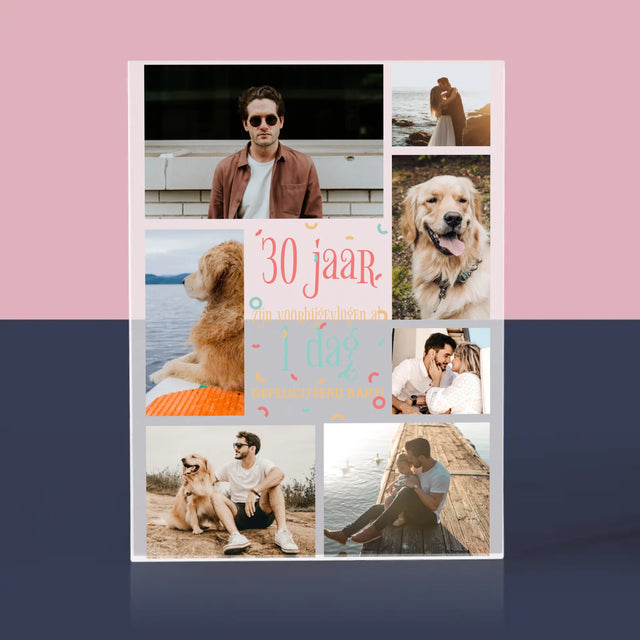 Fotocollage: 30 Jaar Voorbij - Acryl Blok