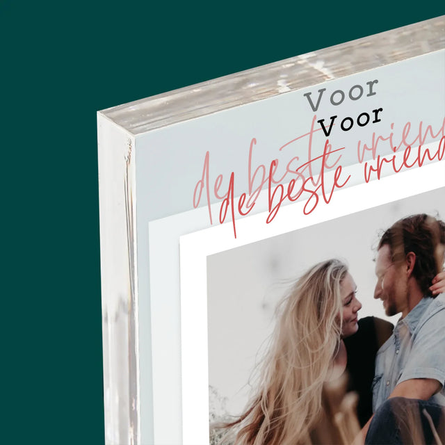 Foto En Handtekening: Voor De Beste Vriendje - Acryl Blok