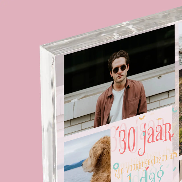 Fotocollage: 30 Jaar Voorbij - Acryl Blok