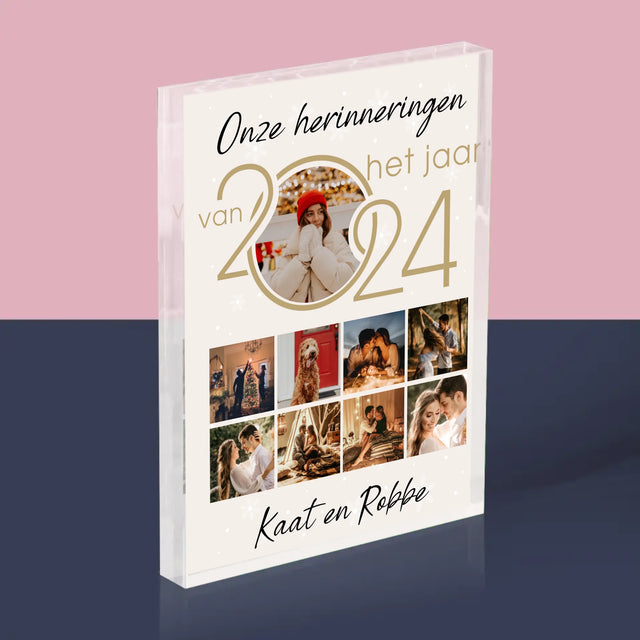 Fotocollage: Onze Herinneringen Van Het Jaar - Acryl Blok