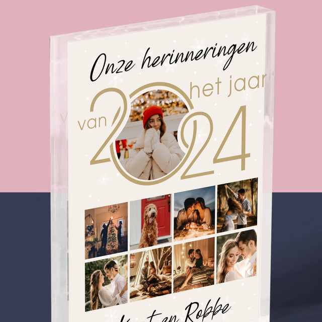 Fotocollage: Onze Herinneringen Van Het Jaar - Acryl Blok