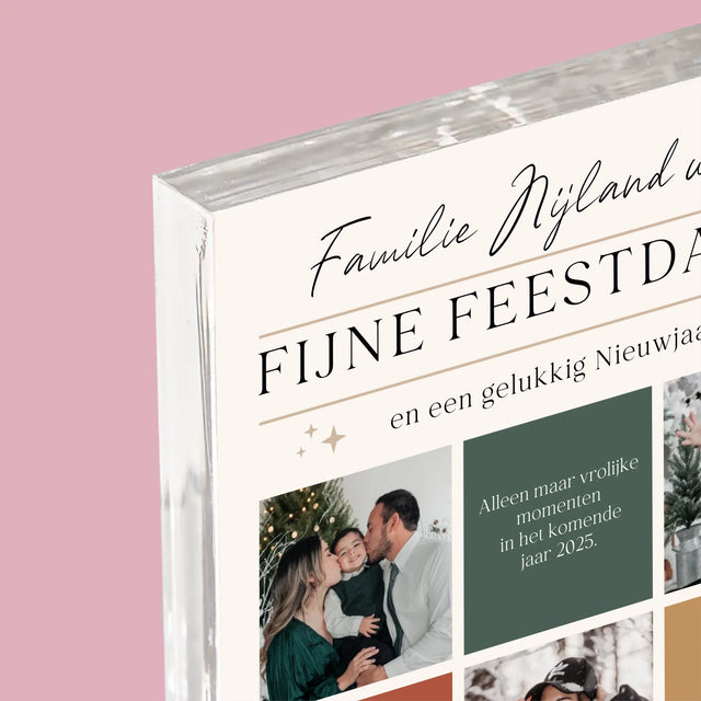 Fotocollage: Fijne Feestdagen, Wensen - Acryl Blok