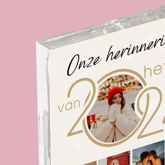 Fotocollage: Onze Herinneringen Van Het Jaar - Acryl Blok