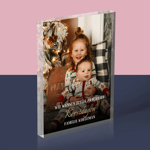 Foto En Handtekening: Prettige Feestdagen - Acryl Blok