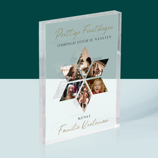 Fotocollage: Prachtige Feestdagen, Ster - Acryl Blok