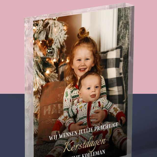 Foto En Handtekening: Prettige Feestdagen - Acryl Blok