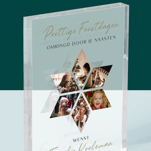 Fotocollage: Prachtige Feestdagen, Ster - Acryl Blok