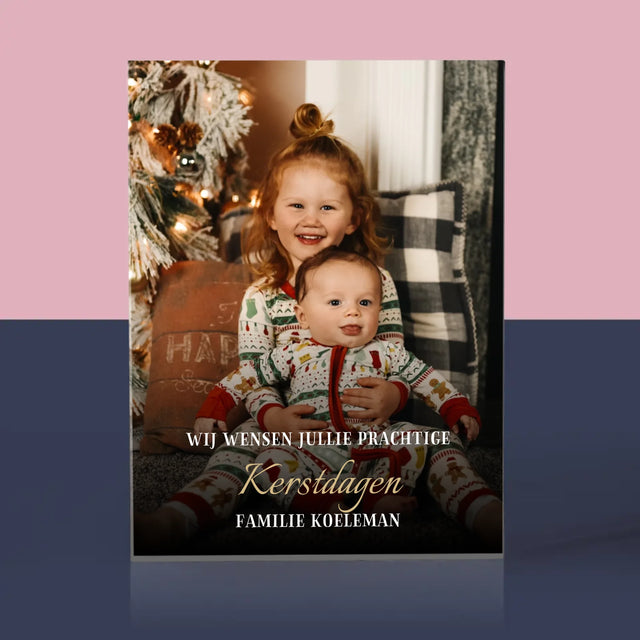 Foto En Handtekening: Prettige Feestdagen - Acryl Blok