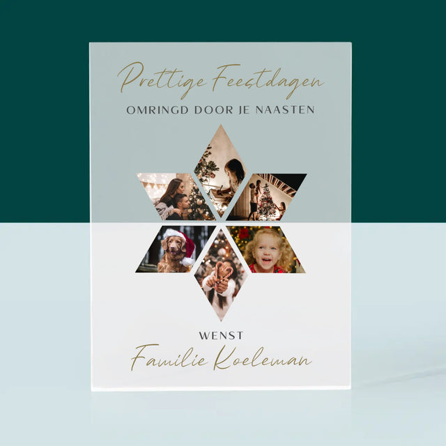 Fotocollage: Prachtige Feestdagen, Ster - Acryl Blok