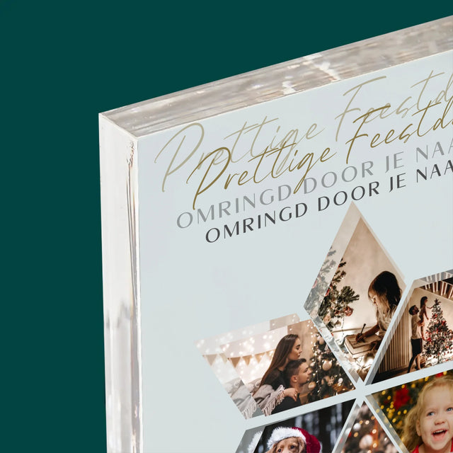 Fotocollage: Prachtige Feestdagen, Ster - Acryl Blok