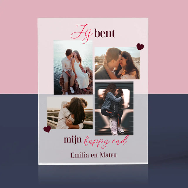 Fotocollage: Jij Bent Mijn Happy End - Acryl Blok
