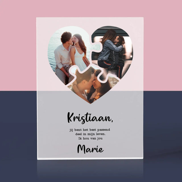 Fotocollage: Valentijn Puzzel - Acryl Blok