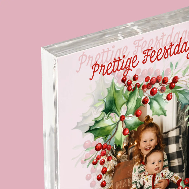 Foto En Handtekening: Kerstkrans - Acryl Blok