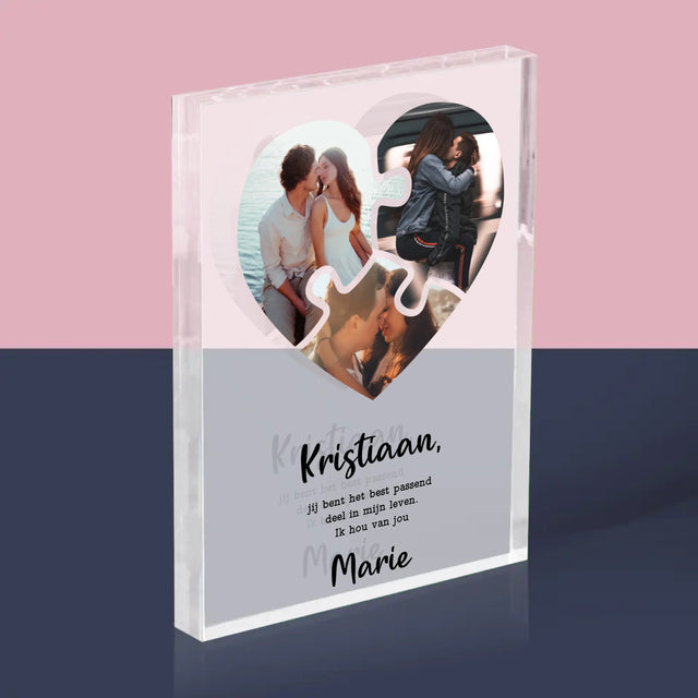 Fotocollage: Valentijn Puzzel - Acryl Blok