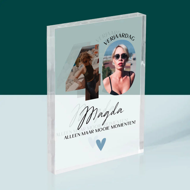 Woord Van Foto'S: 40E Verjaardag Mooie Momenten - Acryl Blok