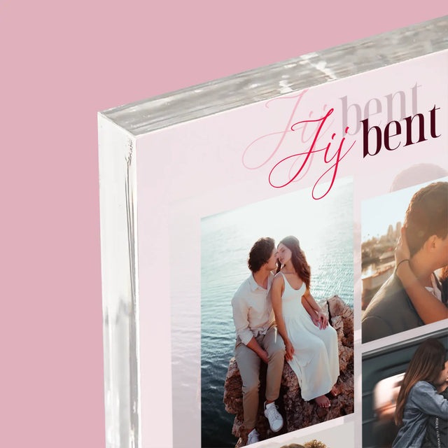 Fotocollage: Jij Bent Mijn Happy End - Acryl Blok