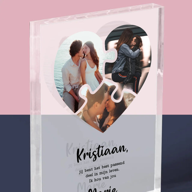 Fotocollage: Valentijn Puzzel - Acryl Blok