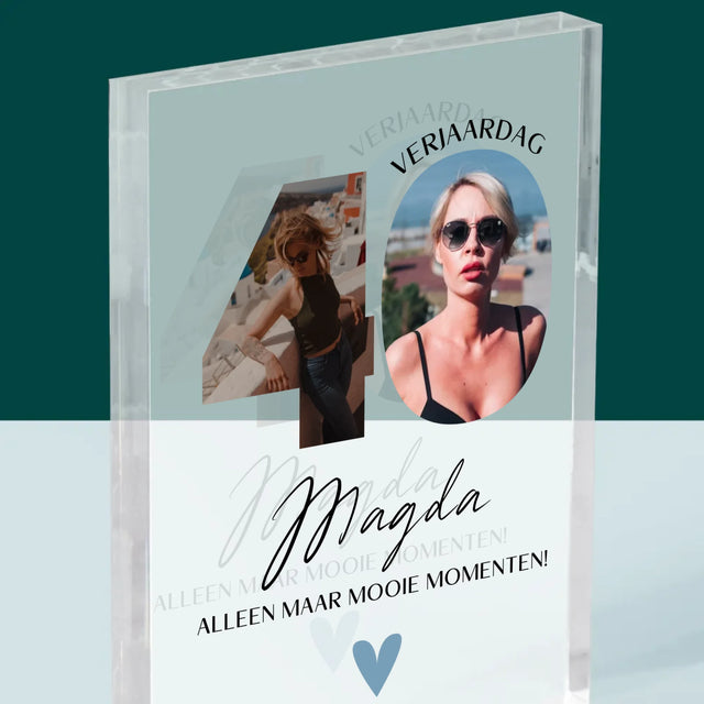 Woord Van Foto'S: 40E Verjaardag Mooie Momenten - Acryl Blok