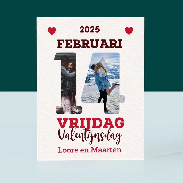 Woord Van Foto'S: Valentijnsdag Kalenderblad - Acryl Blok