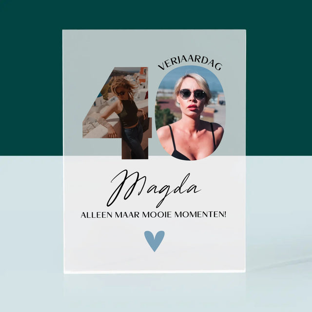 Woord Van Foto'S: 40E Verjaardag Mooie Momenten - Acryl Blok