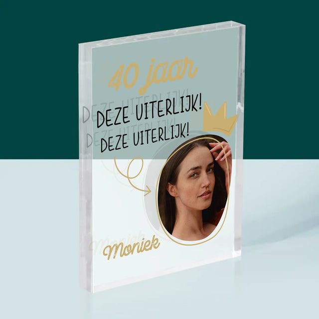Foto En Handtekening: 40 Jaar Gewerkt Voor Deze Uiterlijk - Acryl Blok