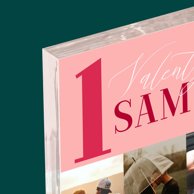 Fotocollage: Eerste Valentijn Samen - Acryl Blok