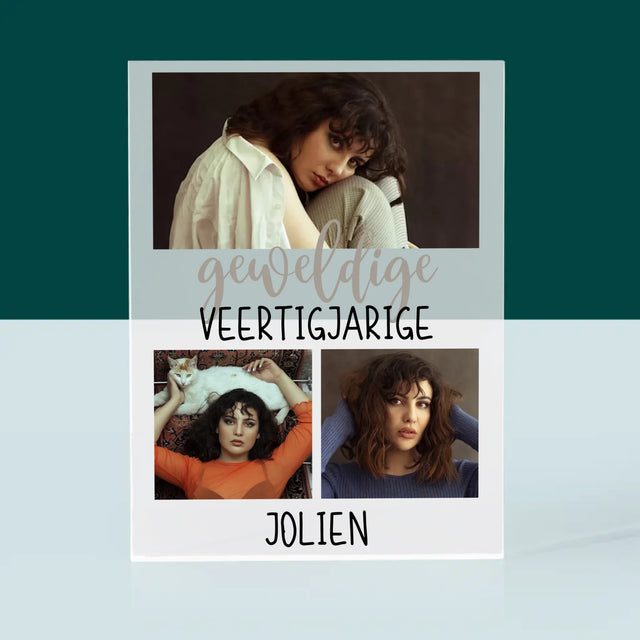 Fotocollage: Geweldige Veertigjarige, Vrouw - Acryl Blok