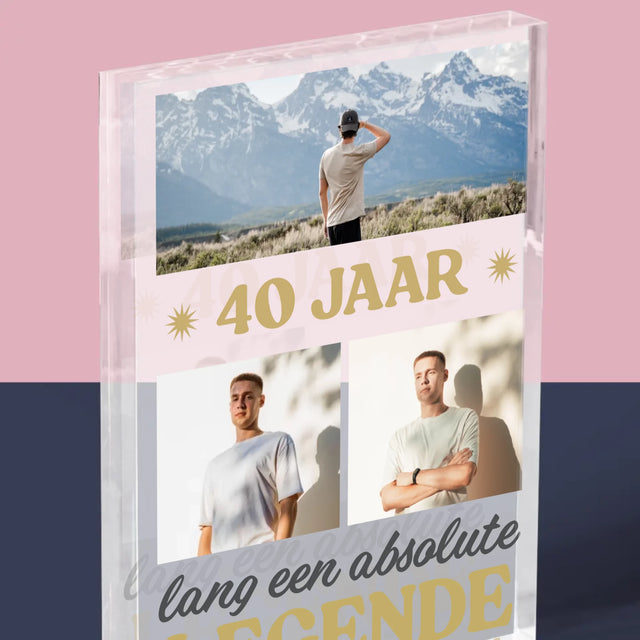 Fotocollage: 40 Jaar Lang Een Legende - Acryl Blok