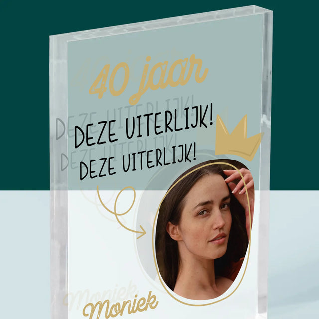 Foto En Handtekening: 40 Jaar Gewerkt Voor Deze Uiterlijk - Acryl Blok