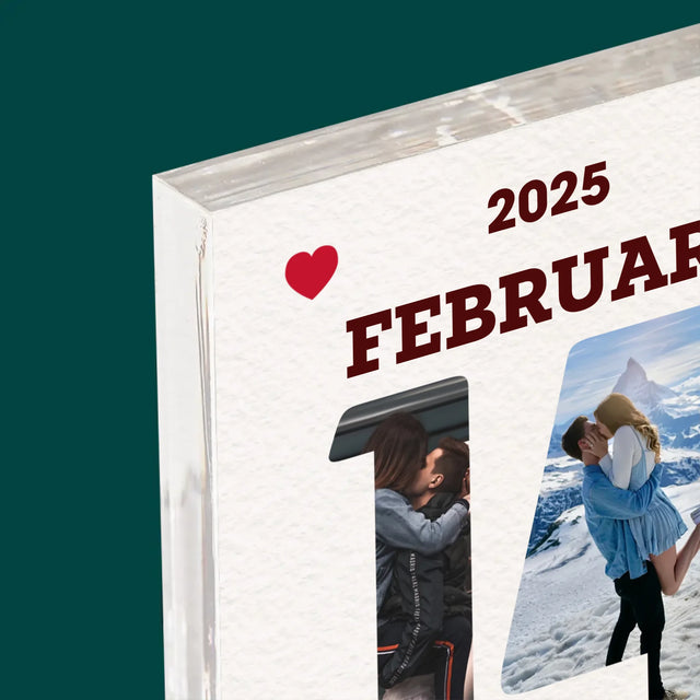 Woord Van Foto'S: Valentijnsdag Kalenderblad - Acryl Blok