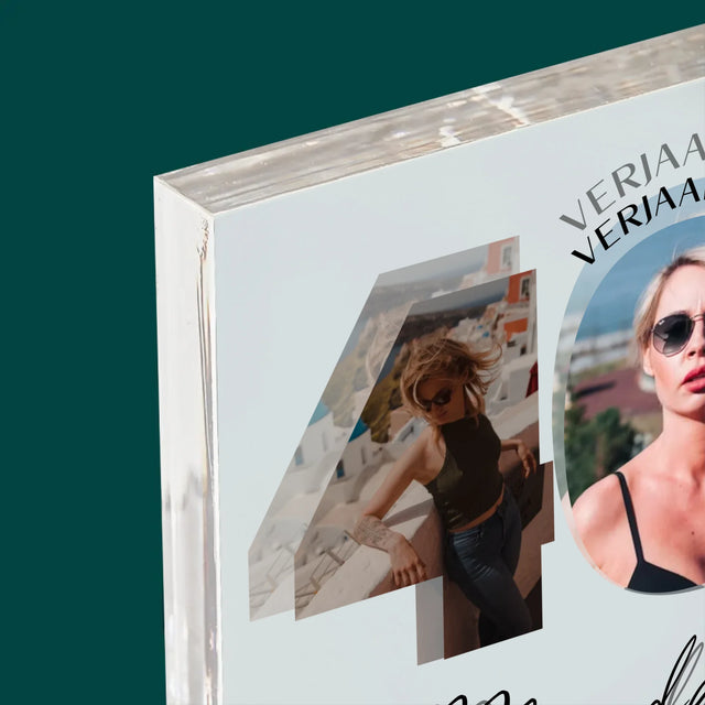 Woord Van Foto'S: 40E Verjaardag Mooie Momenten - Acryl Blok