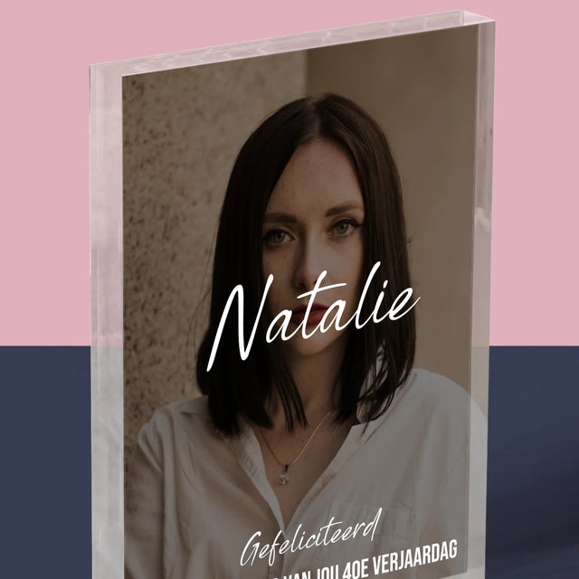 Foto En Handtekening: 40E Verjaardag, Gefeliciteerd - Acryl Blok