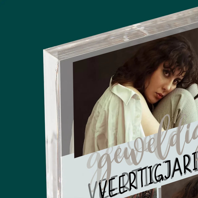 Fotocollage: Geweldige Veertigjarige, Vrouw - Acryl Blok