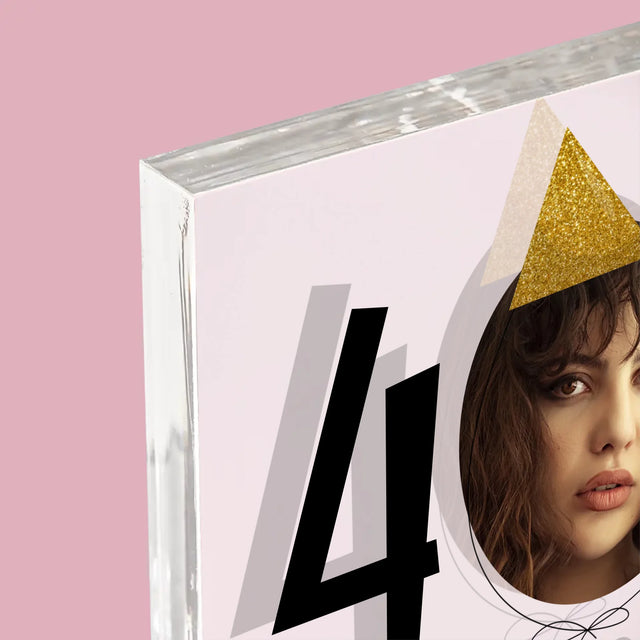 Foto En Handtekening: 40 Verjaardag Pet - Acryl Blok