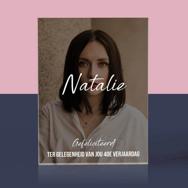 Foto En Handtekening: 40E Verjaardag, Gefeliciteerd - Acryl Blok