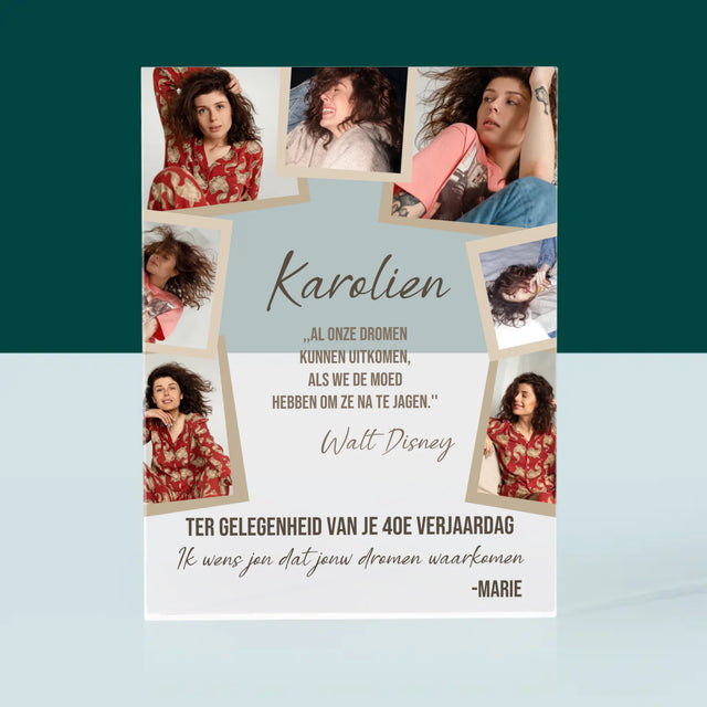 Fotocollage: Maak Je Dromen Waar - Acryl Blok