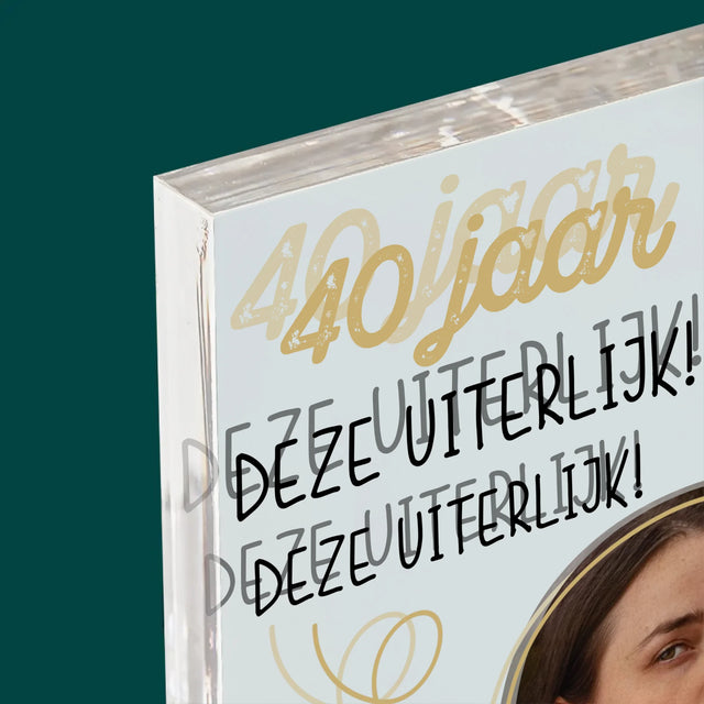 Foto En Handtekening: 40 Jaar Gewerkt Voor Deze Uiterlijk - Acryl Blok