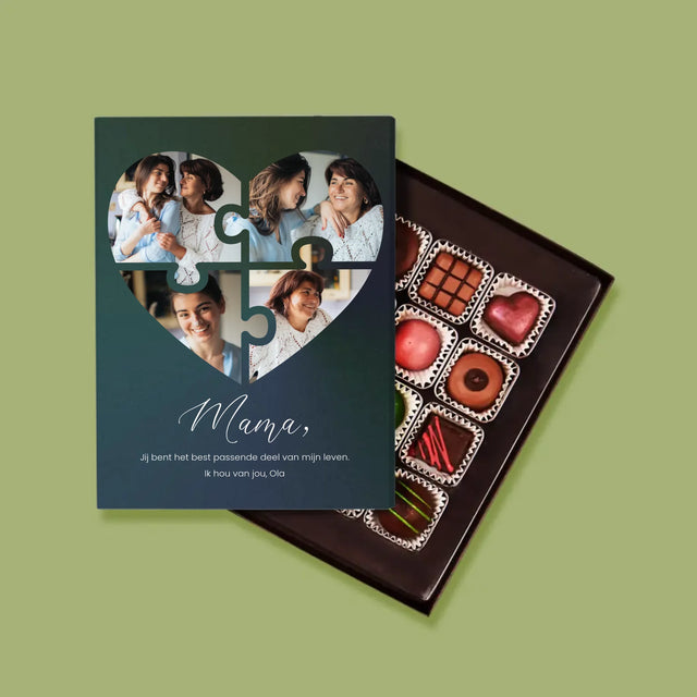 Fotocollage: Puzzel Hart, Voor Mama - Pralines